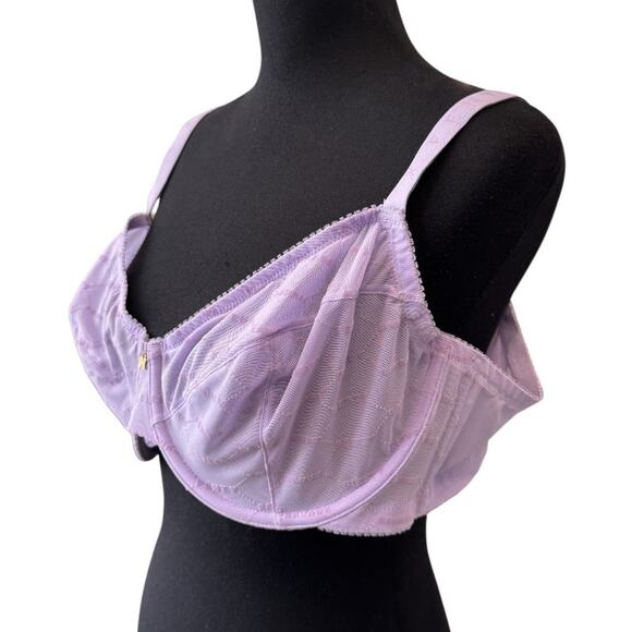 New SAVAGE FENTY Women's Purple Lavender Flocked Logo Unlined Demi Bra Size 42DD - Picture 4 of 11